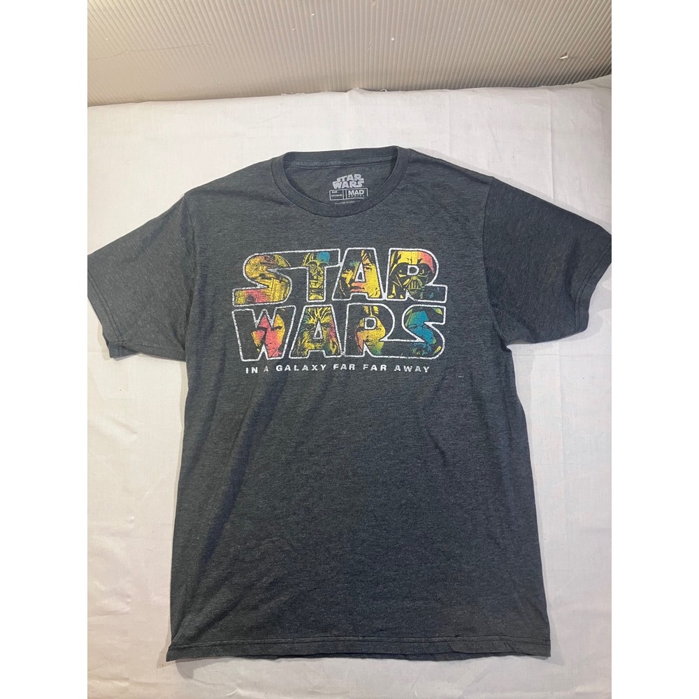Star Wars Mad Engine Graphic Tee Mens Medium Gray‎ Darth Vader Chewbacca C-3PO